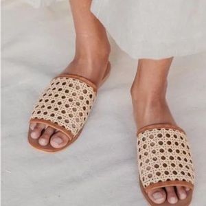 St. Agni Hennie Rattan Slide size 39 (fits like an 8)